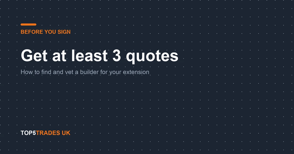 How to Find a Builder for Your Extension, at a glance